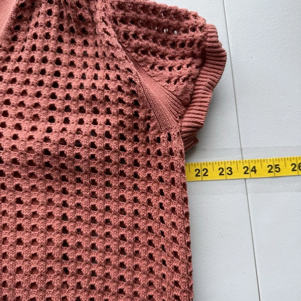 Haven Well Within Dress Womens L Midi Open Knit Cami Lined Short‎ Sleeve Resort